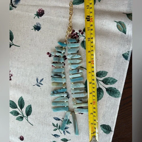 Handmade Amazonite & freshwater pearl bohemian tribal statement necklace - Picture 6 of 7